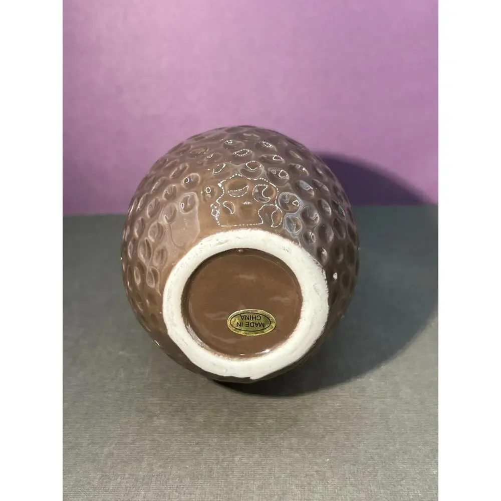 Dimpled Ceramic Brown Vase Modern Style 5in
